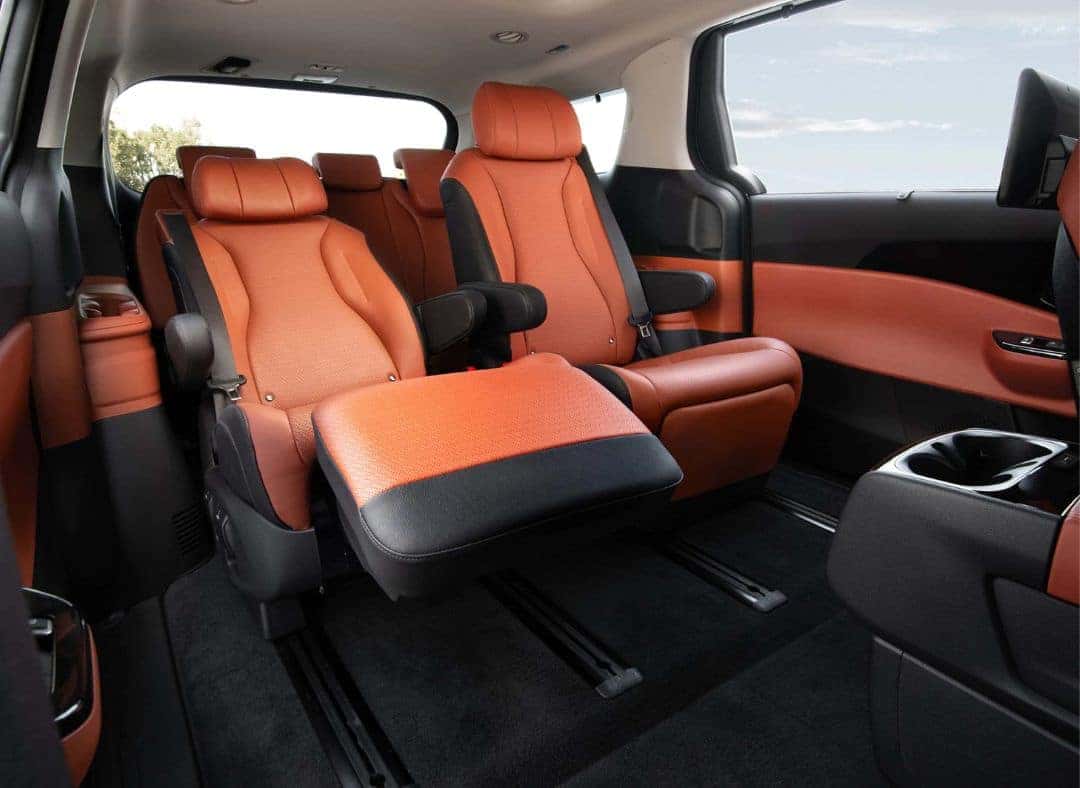 Reclining second row seats of the 2023 Kia Carnival at Landers Kia in Little Rock, Arkansas