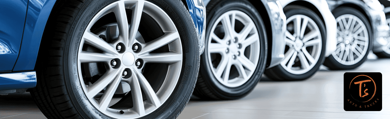 T’s Auto & Truck Sales dealership lot in Omaha showcasing a lineup of quality used vehicles.