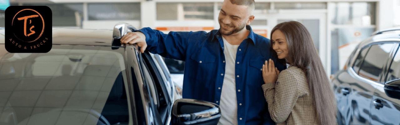 Customers browsing affordable used cars at T’s Auto & Truck Sales lot in Omaha, NE