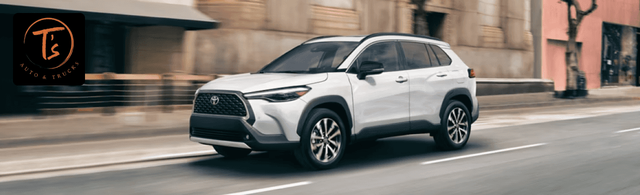 T’s Auto & Truck Sales lot showcasing Toyota Tacomas and RAV4s for sale in Omaha, NE